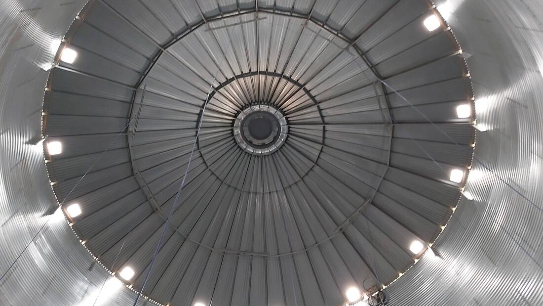 Inside a Harder Farms grain bin