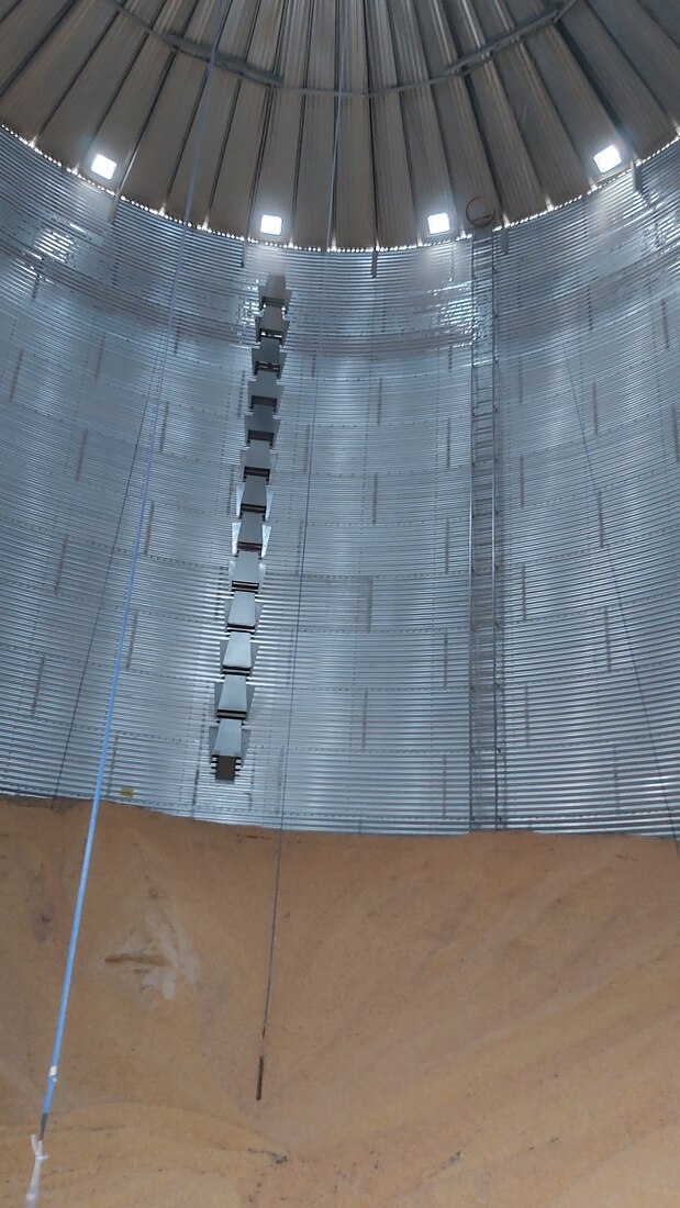 The interior of a grain bin