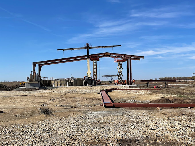 A farm structure under construction